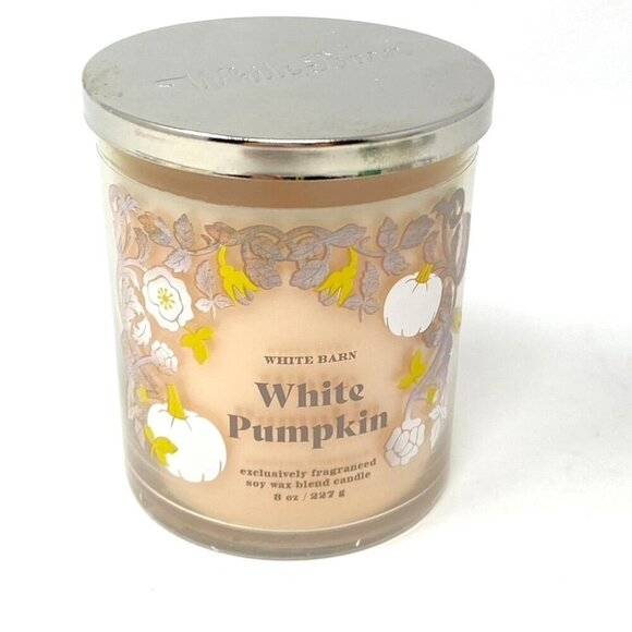 Bath & Body Works White Barn White Pumpkin Single Wick Soy Blend Candle 8 Oz - Picture 2 of 5